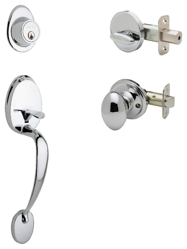 Active Handle Set, Egg Knob Interior Trim, Polished Stainless