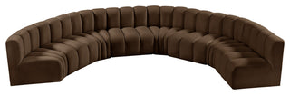 Arc Velvet Upholstered 8-Pc. Inward Curved Modular Sectional, Brown