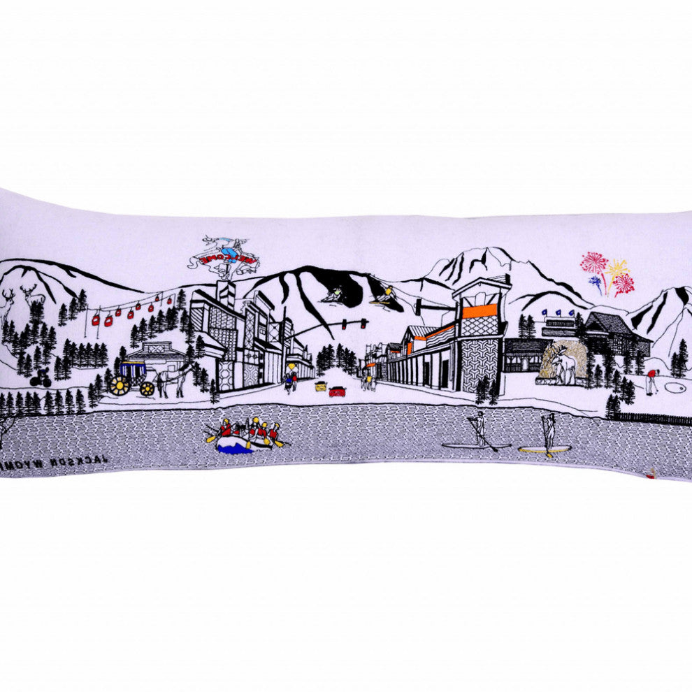 35" White Jackson Daylight Skyline Lumbar Decorative Pillow