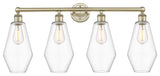 Cindyrella 4-Light 34" Bath Vanity Light, Antique Brass, Clear Shade