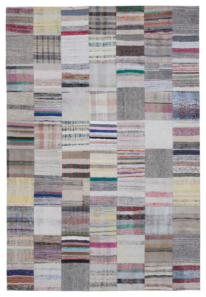 Rug N Carpet - Handmade Turkish 6' 7'' x 9' 10'' Unique Patchwork Kilim Rug