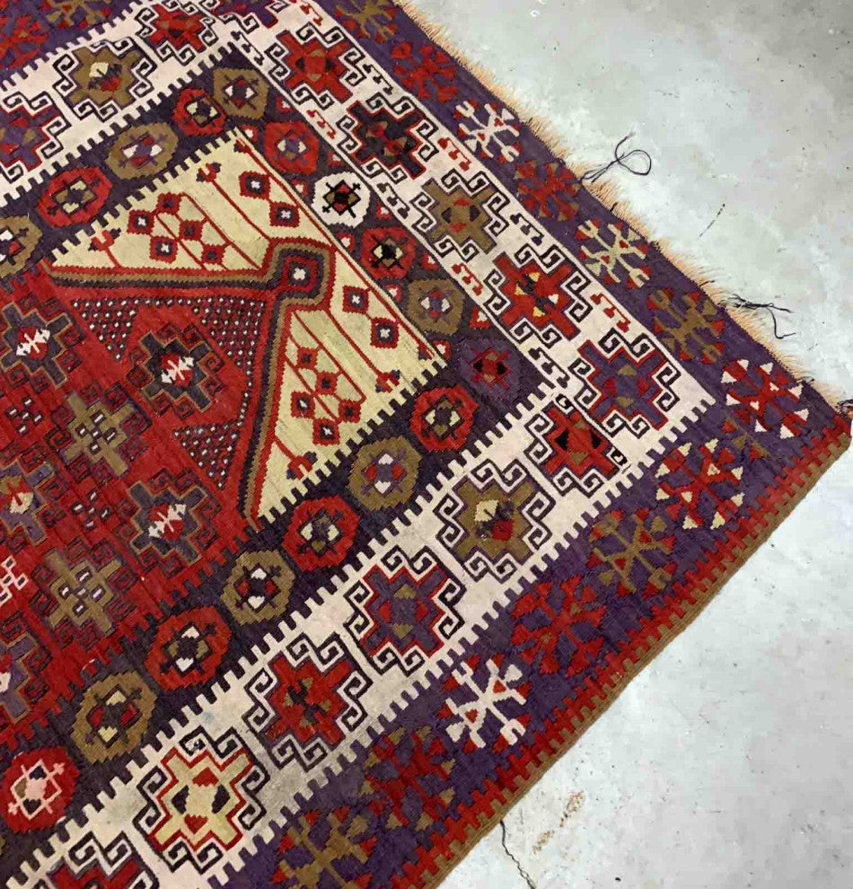 Handmade Antique Turkish Anatolian Prayer Kilim, 4.5'x6.2', 137cmx189cm 1910