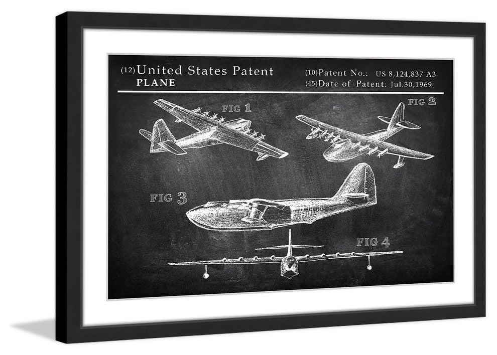 "Historical Airplane" Framed Painting Print, 18"x12"