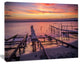 Fishing Pier in Sea at Sunset, Seashore Canvas Art Print, 40"x30"