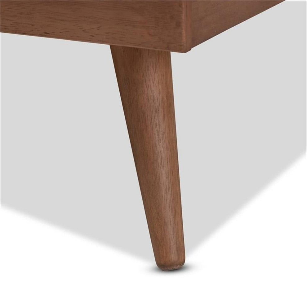 Karine Mid-Century Modern Walnut Browned Wood Full Size Platform Bed