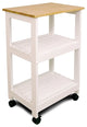 Catskill Microwave/Utility Wood Butcher Block Kitchen Cart in White