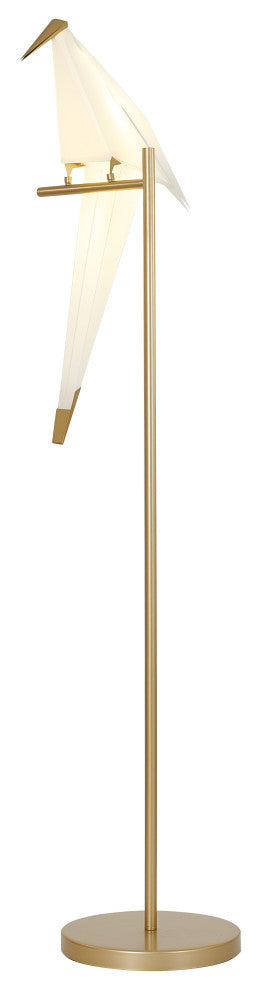 LED Bird Floor Lamp With Gold Carbon Steel Hardware and Plastic Frame