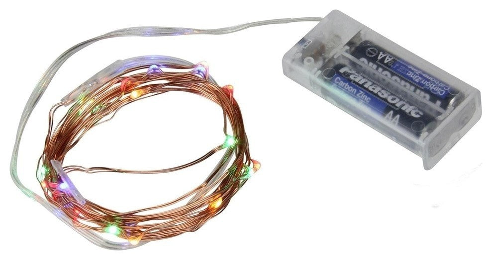 Battery Operated LED Fairy Christmas Lights, Copper Wire, Multi-Colored