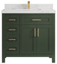Cambridge 36 Center Sink Bath Vanity in Pewter Green 2" Calacatta Nuvo
