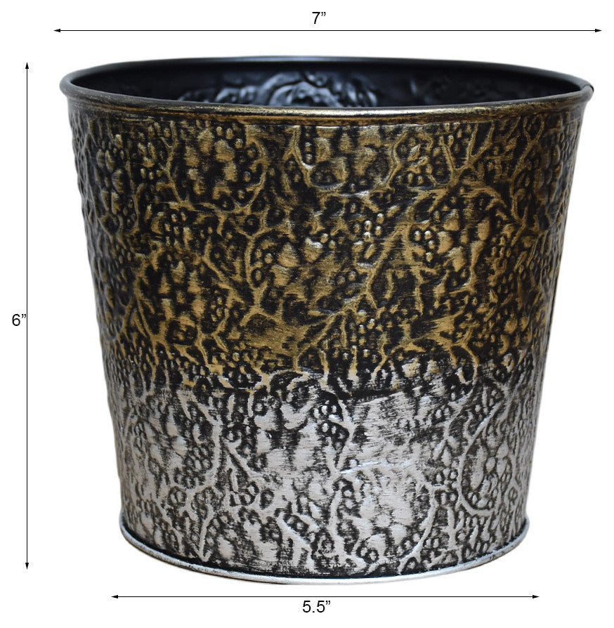 Handmade 100% Iron Round Modern Dusty Planters Pot Coated, Light Copper
