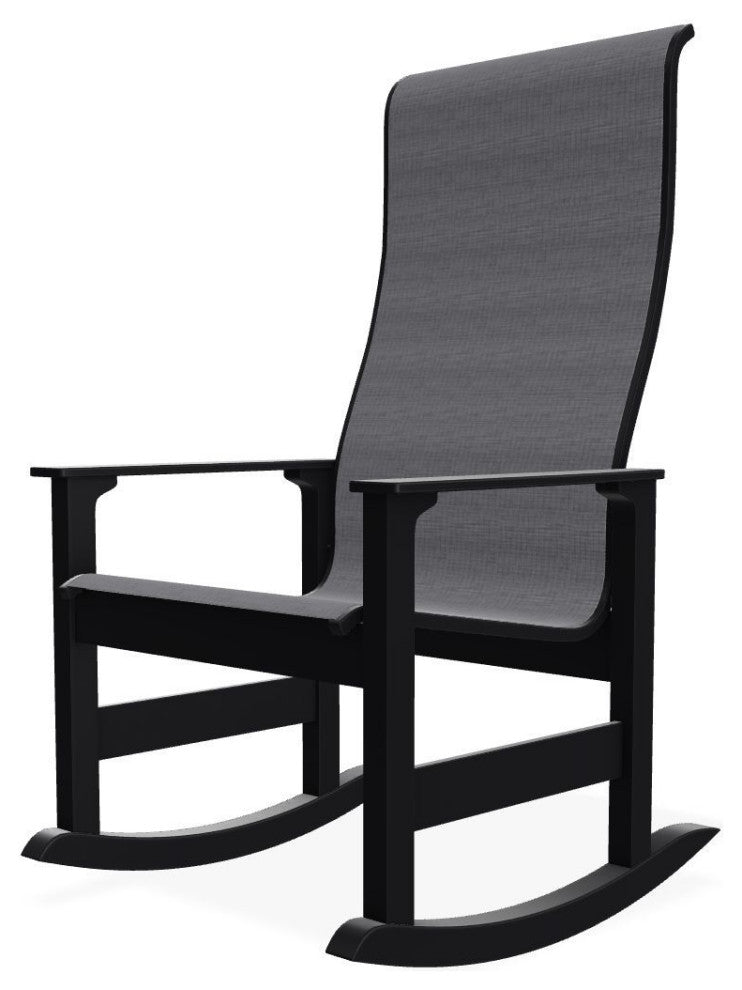 Leeward Sling Outdoor Supreme Rocker, Augustine Pewter/Black