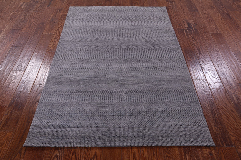 4' 3" X 6' 3" Wool and Silk Savannah Grass Hand Knotted Rug Q11503