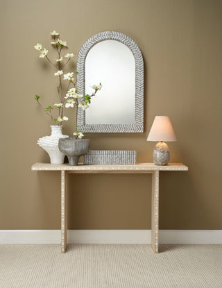 Capsule Travertine Table Lamp With Linen Shade