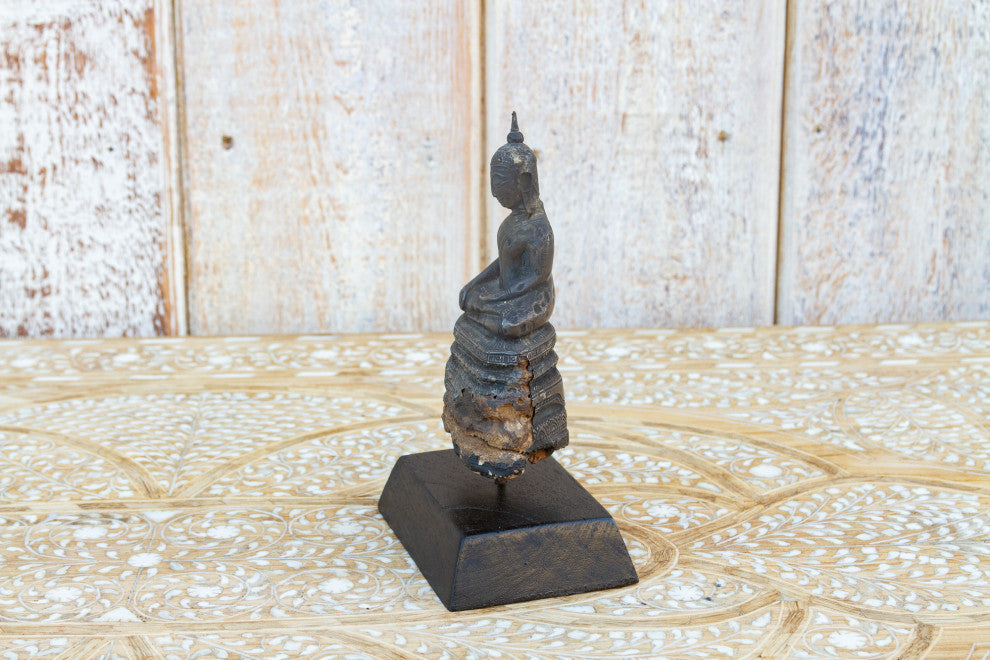 Early 19th Century Wood and Metal Alloy Burmese Buddha
