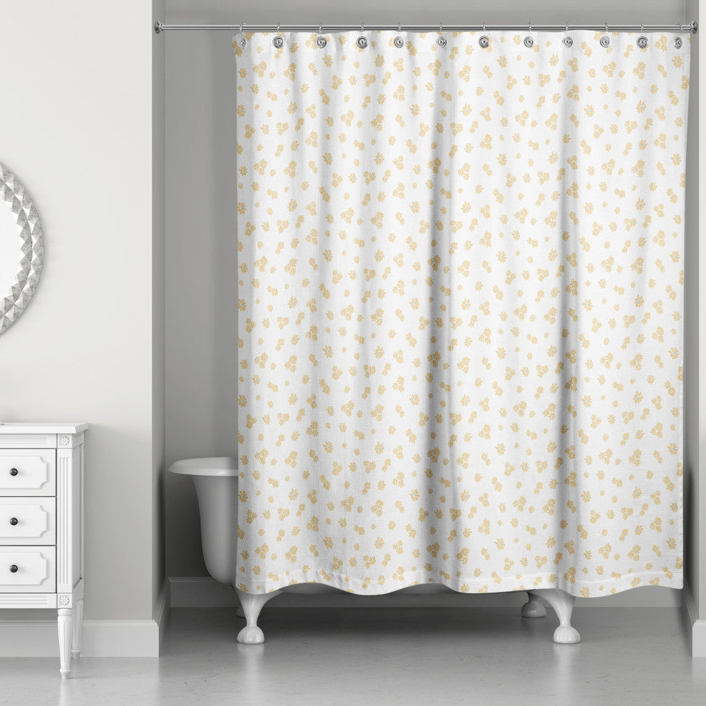 Yellow Daisy Pattern 71x74 Shower Curtain