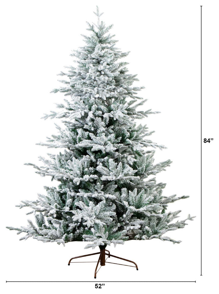 7ft. Pre-Lit Artificial Fraser Fir Flocked Christmas Tree