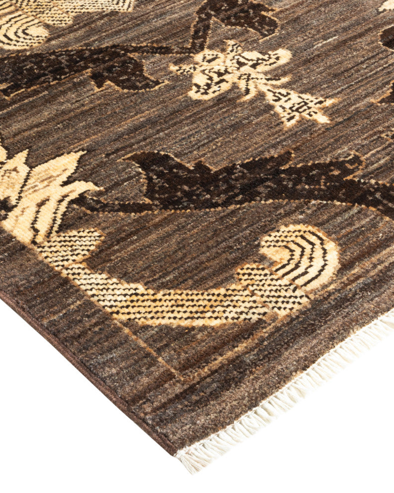 Eclectic, One-of-a-Kind Hand-Knotted Area Rug Brown, 9'1"x12'3"