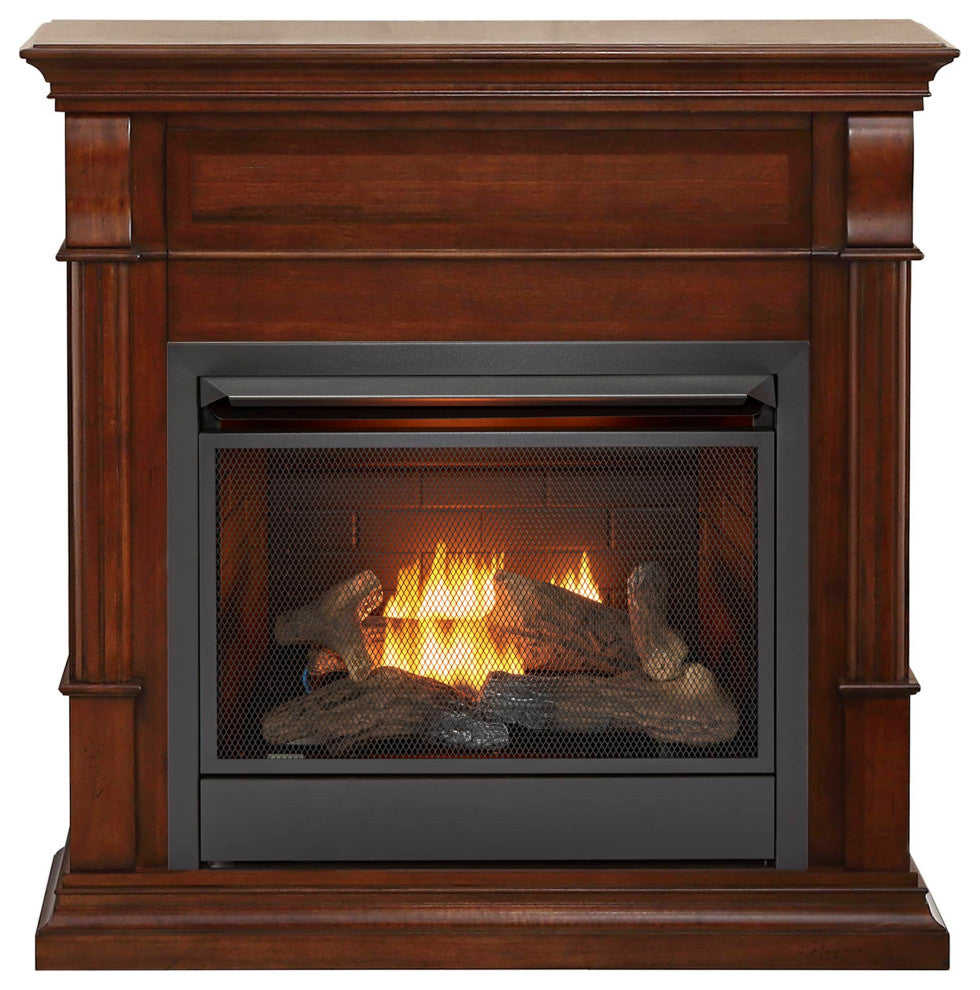 Duluth Forge Dual Fuel Ventless Gas Fireplace, 26,000 BTU, Remote, Auburn Cherry