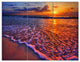 Colorful Sunset and Wavy Waters, Seashore Triptych Canvas Print, 36x28, 3 Panels