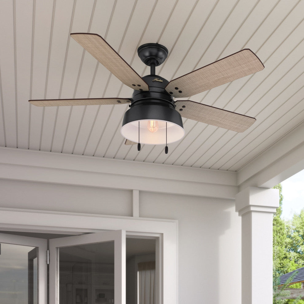 Hunter Fan Company  52" Mill Valley Ceiling Fan With Light, Matte Black