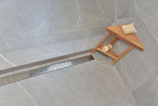 Offset Linear Drain, 48 Inch Side Outlet Linear Drain Complete Set, Broken Lane