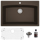 Karran Drop-In Quartz Composite 33" 1-Hole Single Bowl Kitchen Sink Kit, Brown