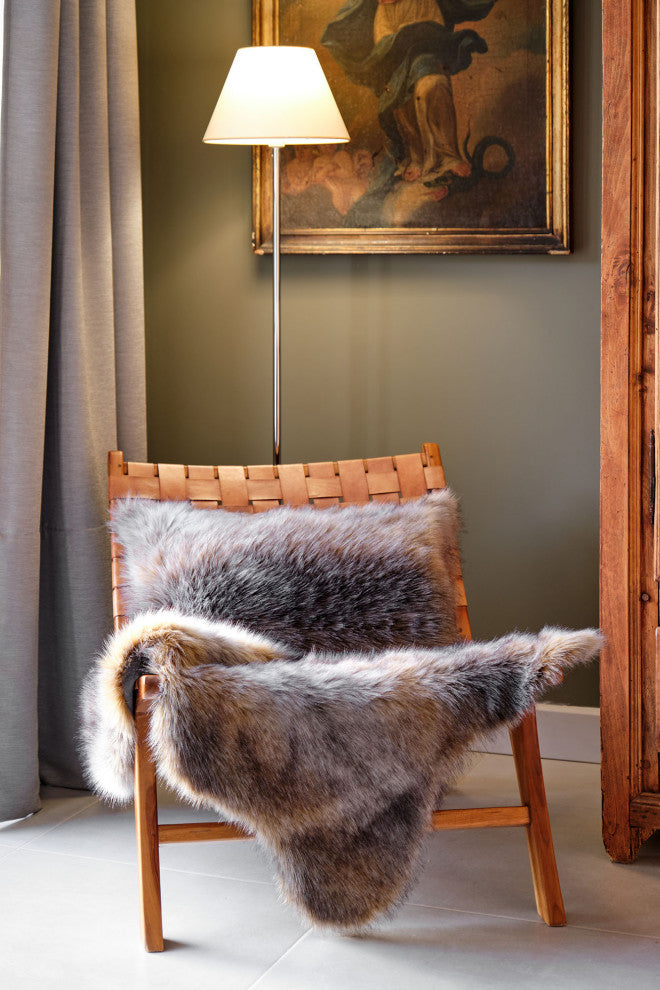LUZIO Crystal Fox Vegan Faux Fur Seat Cover 43.3x29.2