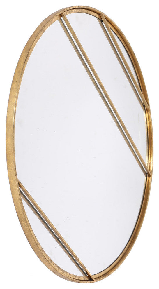 Line Accent Mirror Gold Metal Round Wall Mirror 28"H28"Wx1"D