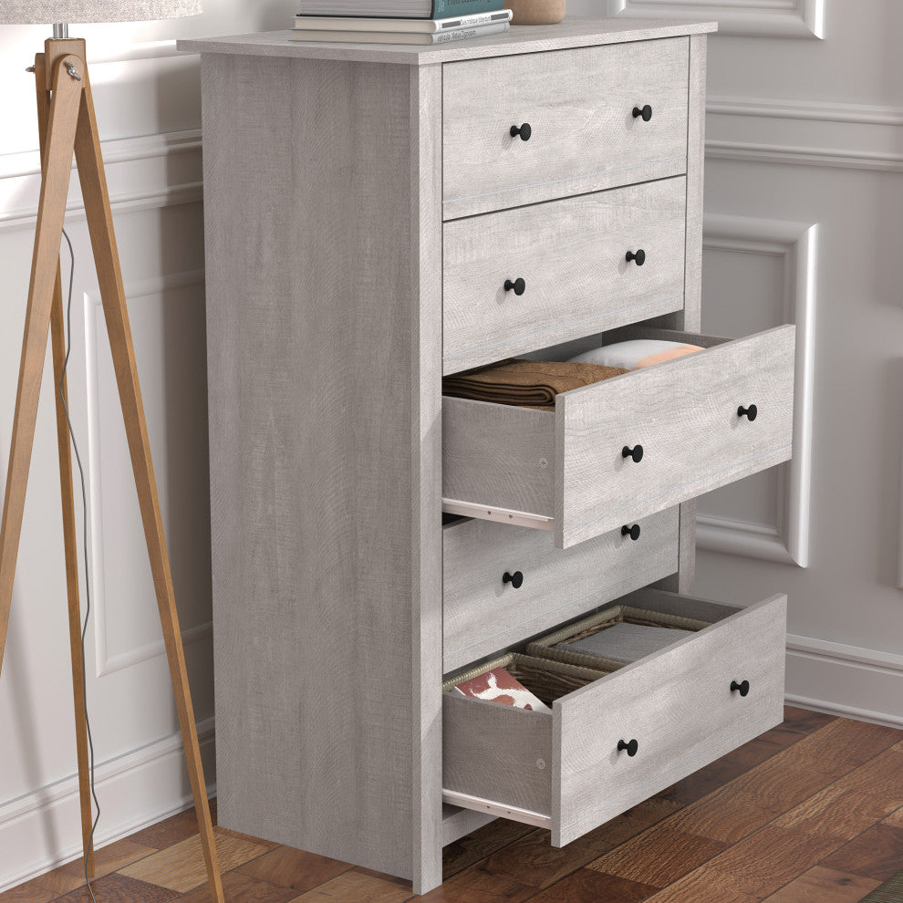 Genoa 5-Drawer Chest of Drawer 46.2"x17.1"x30.4", Dusty Gray Oak