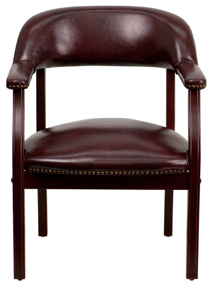 Oxblood Vinyl Luxurious Conference Chair with Accent Nail Trim