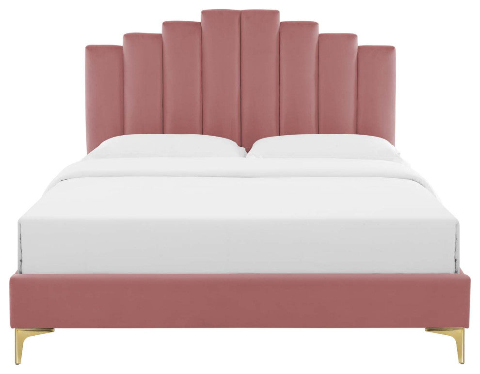 Elise Queen Performance Velvet Platform Bed MOD-6693-DUS