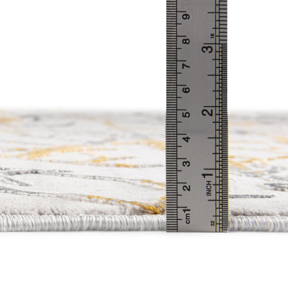 Unique Loom Anne Finsbury Rug, Yellow and Gray, 5'3"x8'