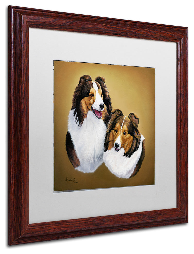 Jenny Newland 'Collies 2' Matted Framed Art, 16x16