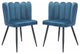 Set of Two Blue Velvet Glam Clam Dining Chairs