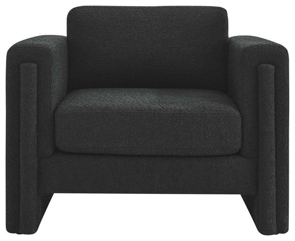 Visible Boucle Fabric Armchair - Black