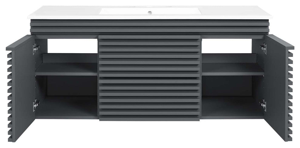 Render 48" Wall-Mount Bathroom Vanity, Gray White