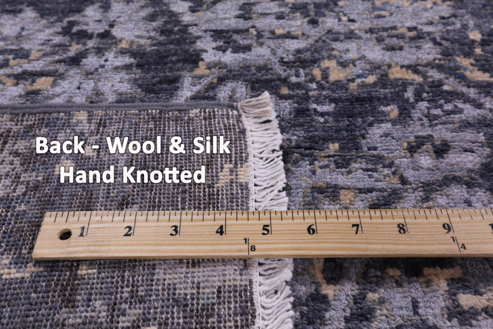 8' 2" X 10' 0" Wool and Silk Modern Handmade Rug Q10324