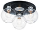 Vessel 3-Light Flush Mount in Black / Brushed Aluminum with Clear Glass