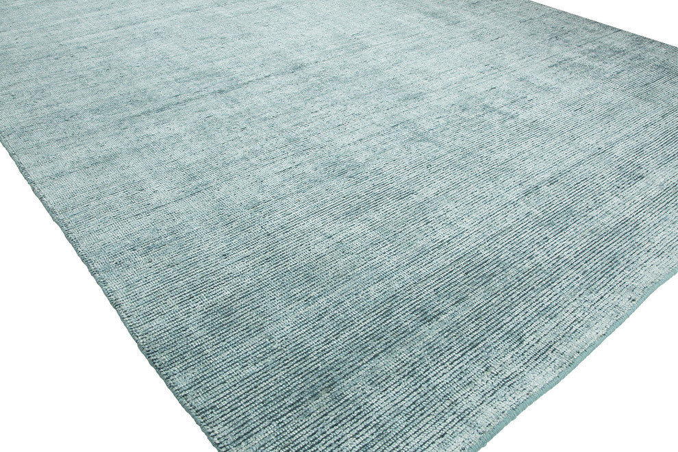 TERRA Spa Blue Hand Made Wool and Silkette Area Rug, 2' X 3'