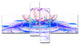 Spectacular Blue 3D Surreal Art, Floral Canvas Art Print, 60"x32", 4 panels