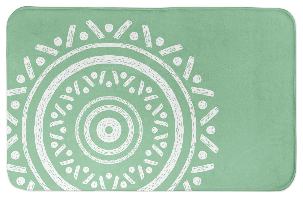 Simple Green Boho Circle 21x34 Bath Mat