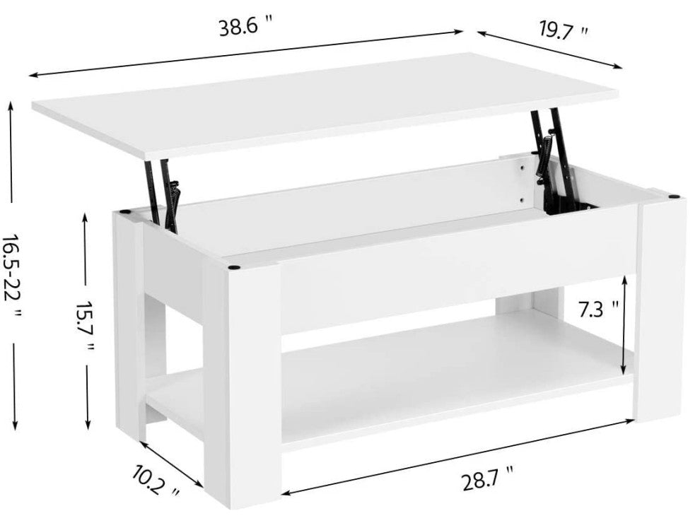 Lift Top Coffee Table with Hidden Storage Compartment and Storage Shelf