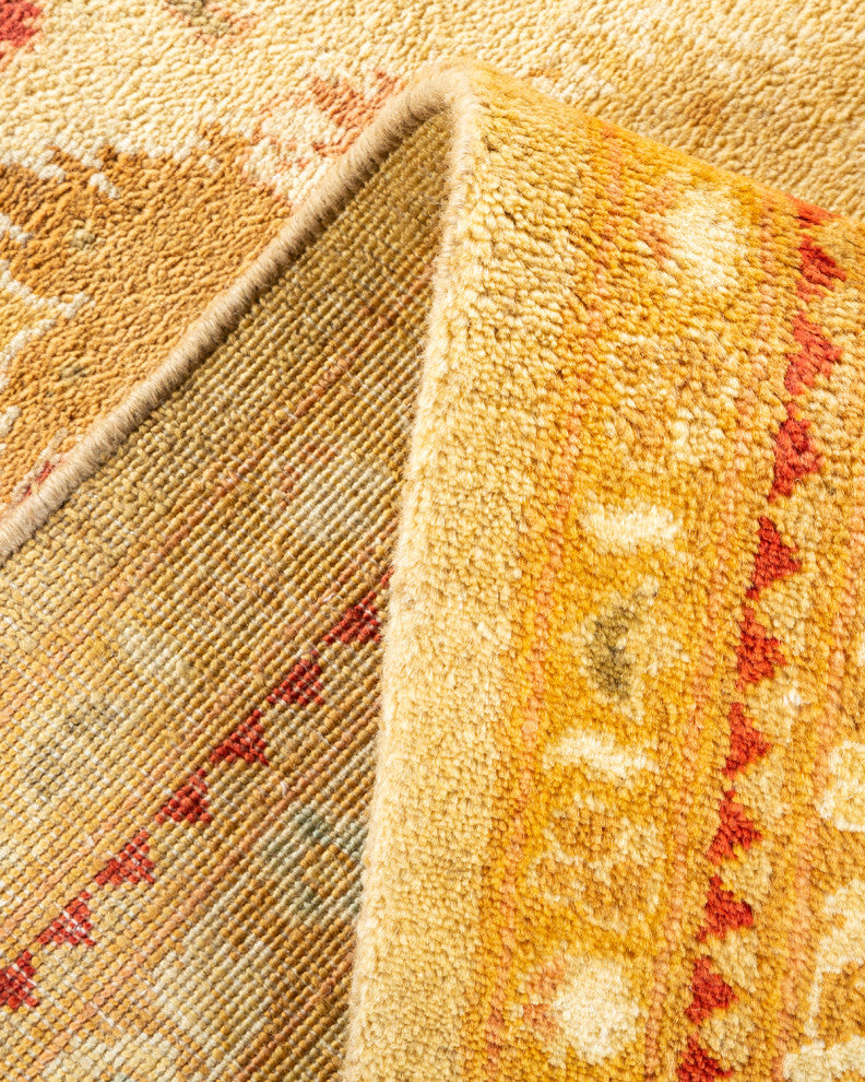 Eclectic, One-of-a-Kind Hand-Knotted Area Rug Yellow, 9' 1" x 12' 3"