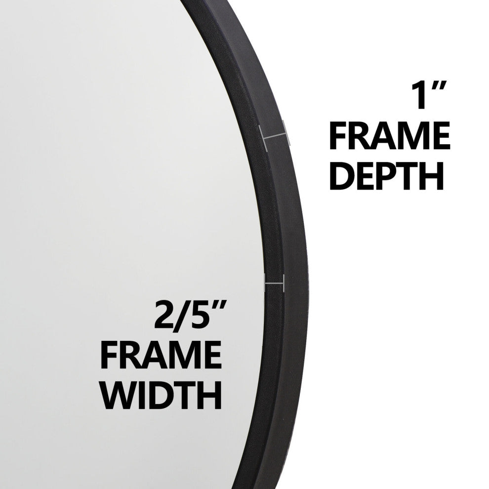 Vera 28 in. x 28 in. Modern Round Framed Matte Black Wall Mount Mirror