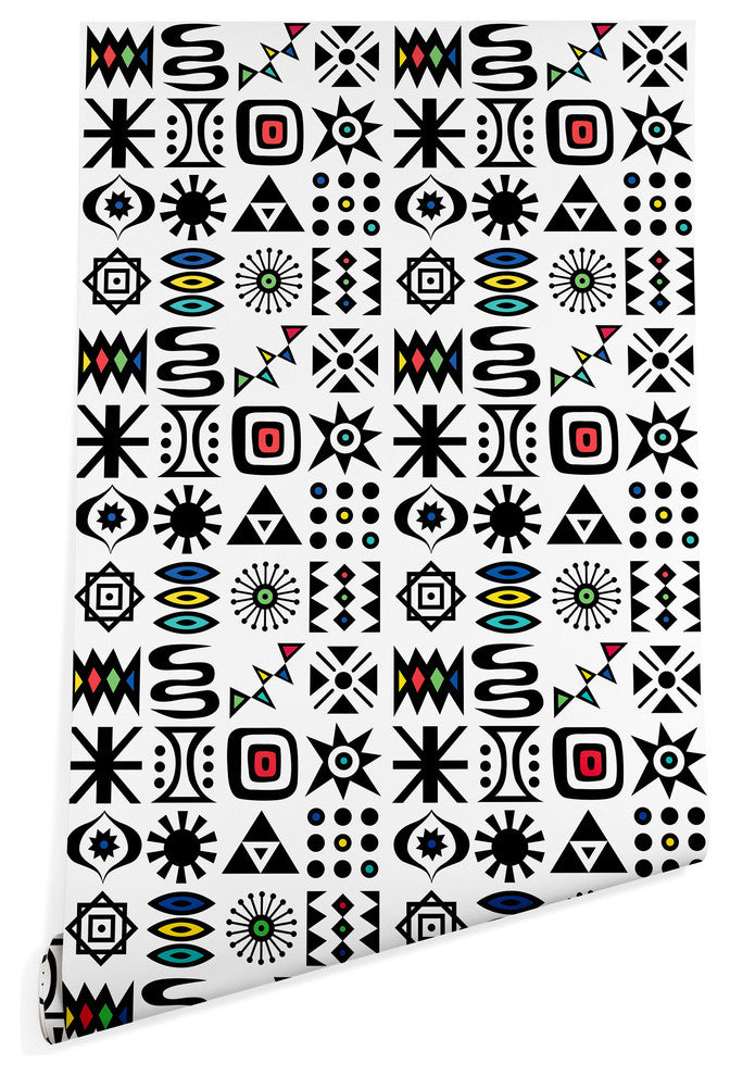 Deny Designs Andi Bird Flash Forward Black Wallpaper, White, 2'x10'
