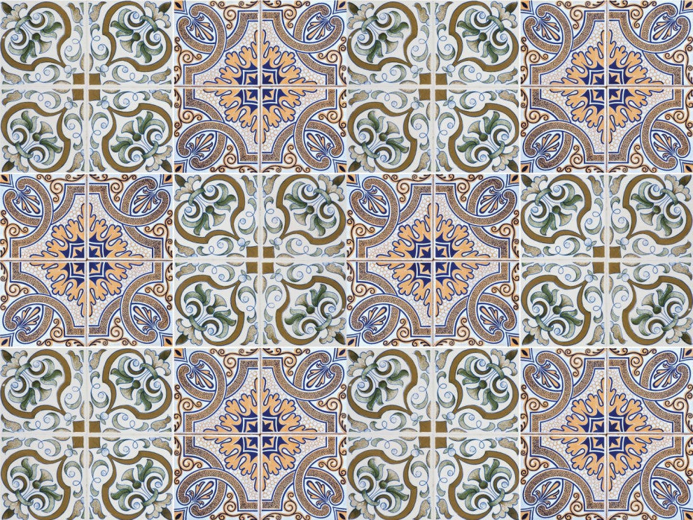 7" X 7" Muted Pastel Scroll Peel And Stick Tiles