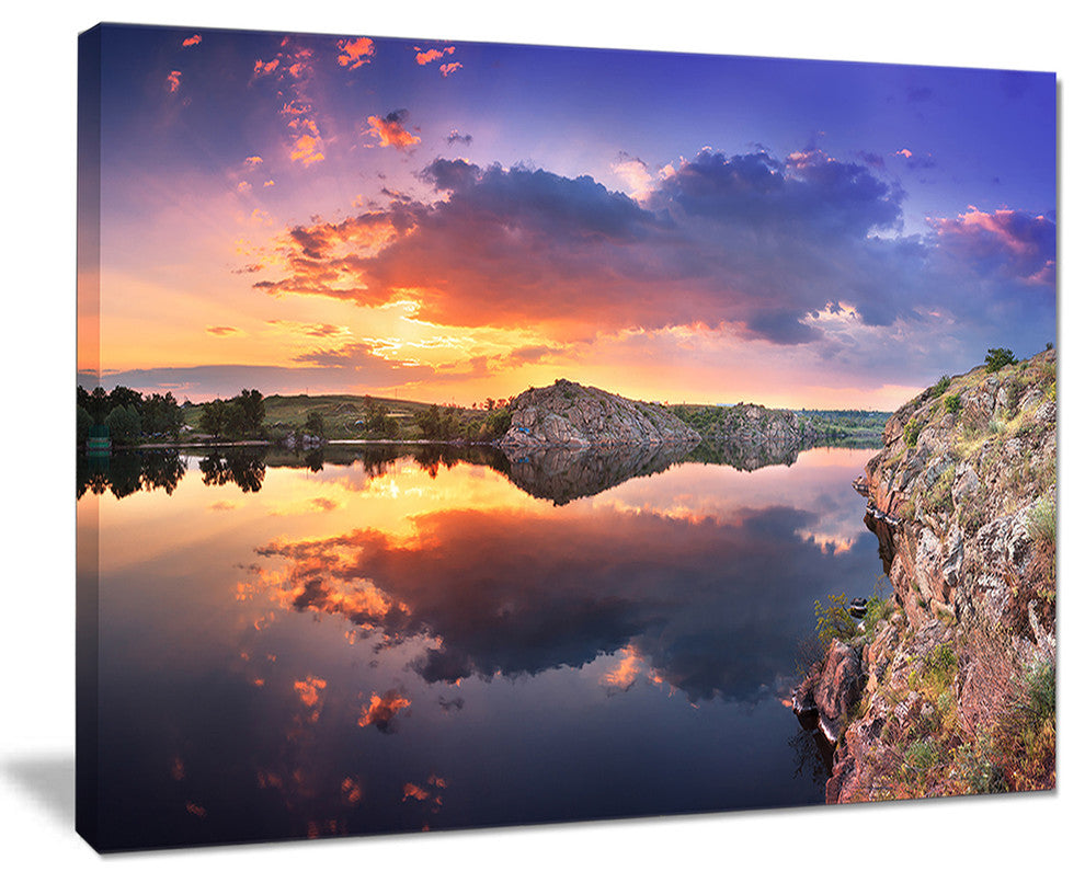 "Sunset at River With Large Clouds" Landscape Photo Wall Art, 40"x30"