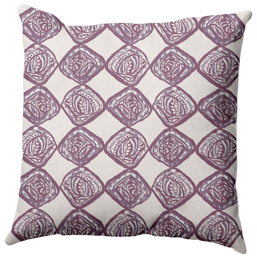 Cowry Check Pillow, Purple, 26"x26"
