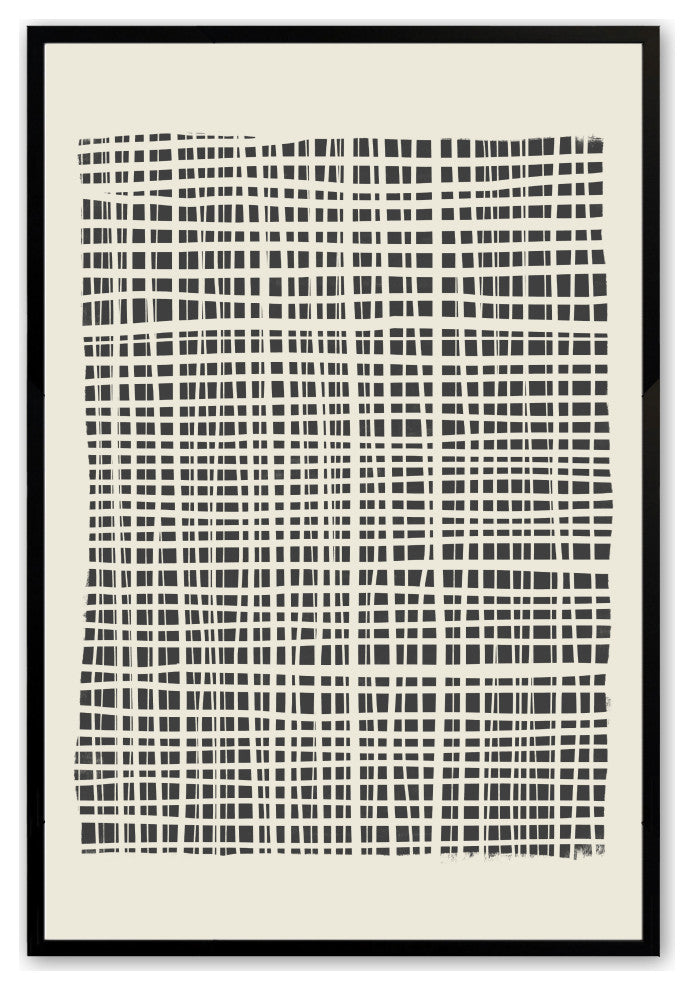 Satin Black 18" x 24" Cross Hatched Lines Framed Print