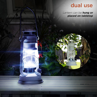 Indoor/Outdoor White Hurricane Lantern, Cool White LED Lights